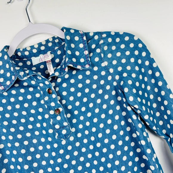 Matilda Jane Polka Dot Blue Chambray Shirt Girls Size 8 - Picture 2 of 6